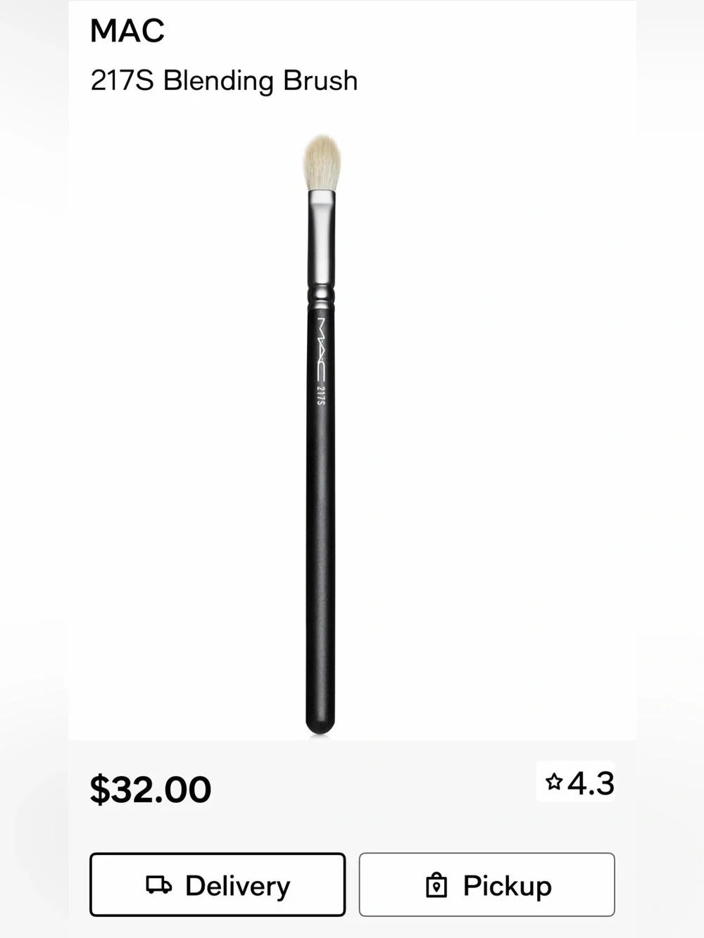 MAC Cosmetics 217S Eye Brush - Black Handle with White-Tipped Bristles